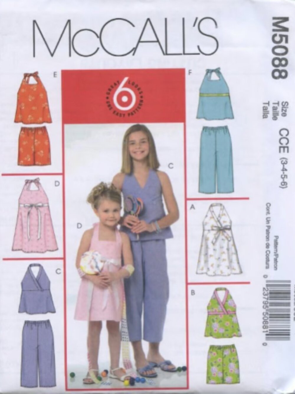 McCalls M5088 Girls Halter, Shorts, Pants Girls 3-4-5-6 - Sew Some for Summer!